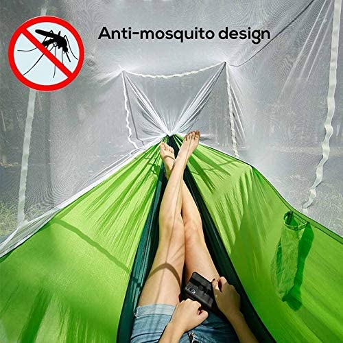 Hamaca para acampar con lona de mosca de lluvia y mosquitera, tienda de campaña con correas de árbol, impermeable, ligero, de nailon, portátil, conjunto Rainfly