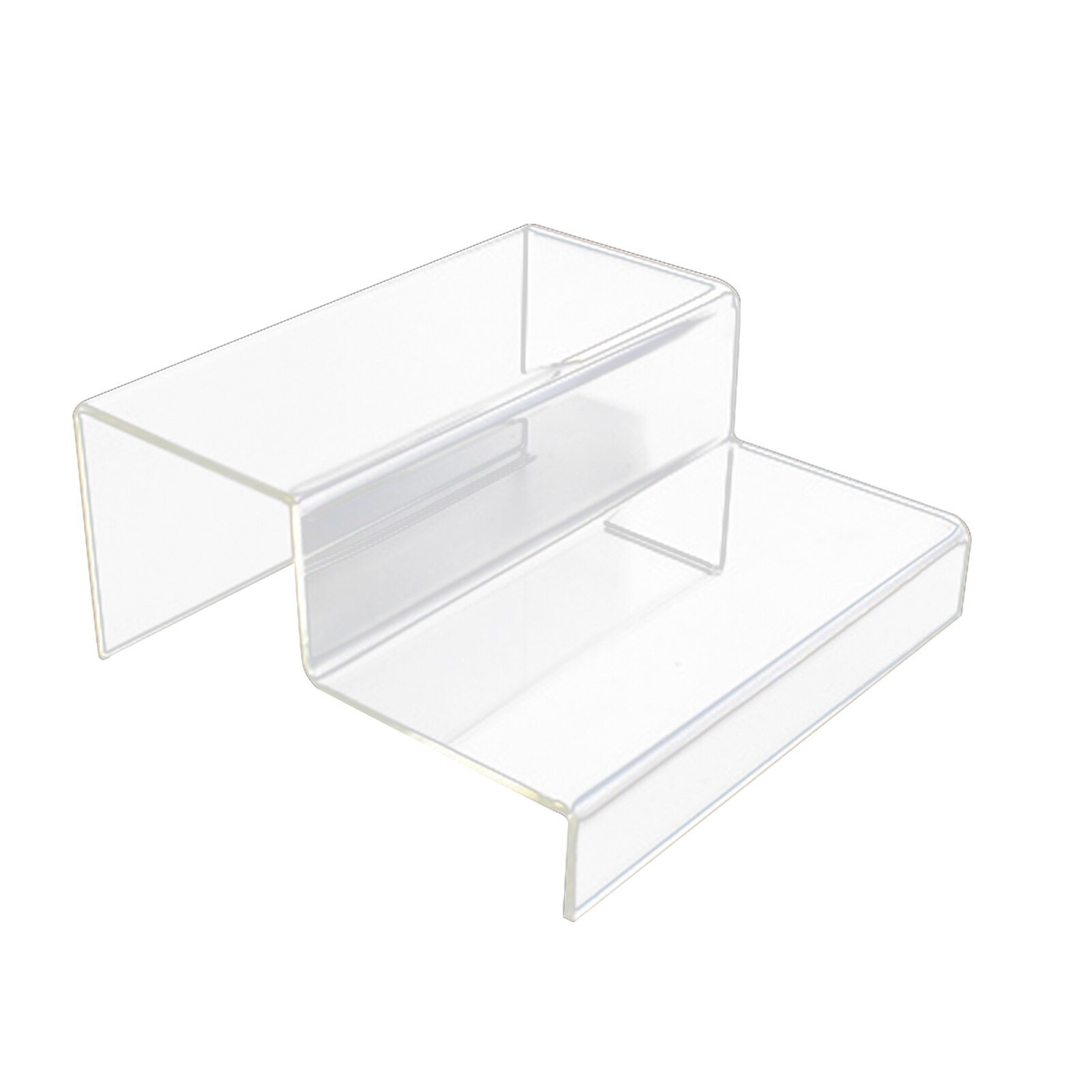 Acrylic Retail Riser Counter Shoes Jewellery Display Stands Plinth Jewelry Ladder Shelf Double Rack Organizers 2/3 Step Tier: Two layers