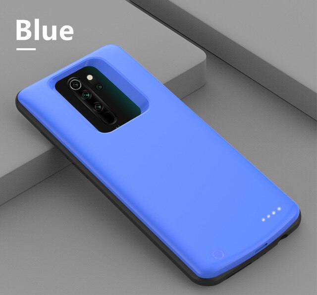 HSTNBVEO 6800mAh Stoßfest Batterie Ladegerät Fällen Für Xiaomi Redmi Hinweis 9 Batterie fallen Externe Energie Bank Ladung Abdeckung: Blau