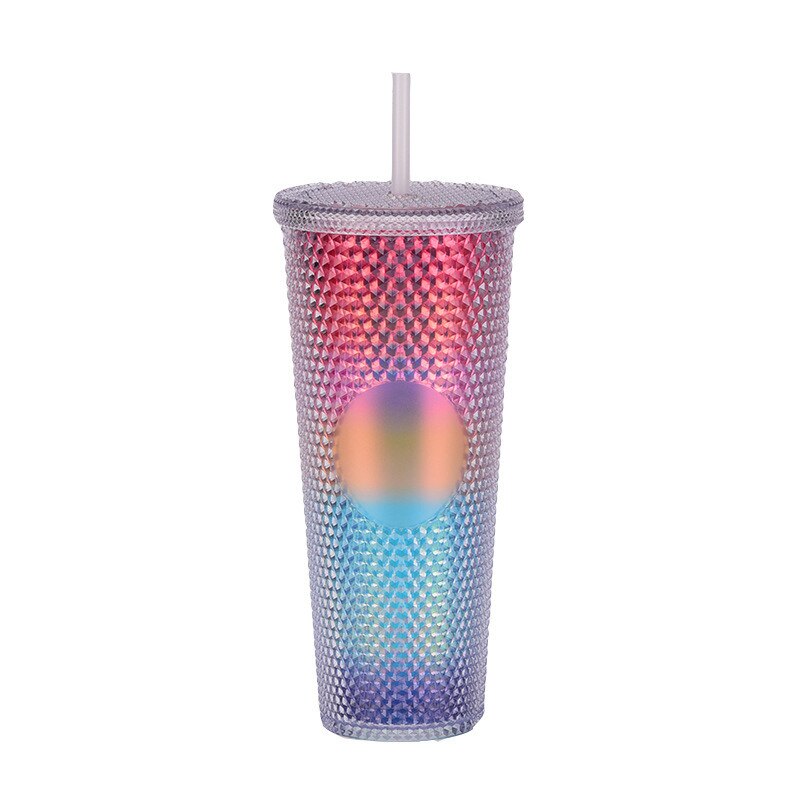 710ml Kaffee Tasse Sommer Kalten Wasser Becher Becher Tasse Mit Stroh Doppel Schicht Kunststoff Durian Diamant Strahlende Göttin tassen: 09