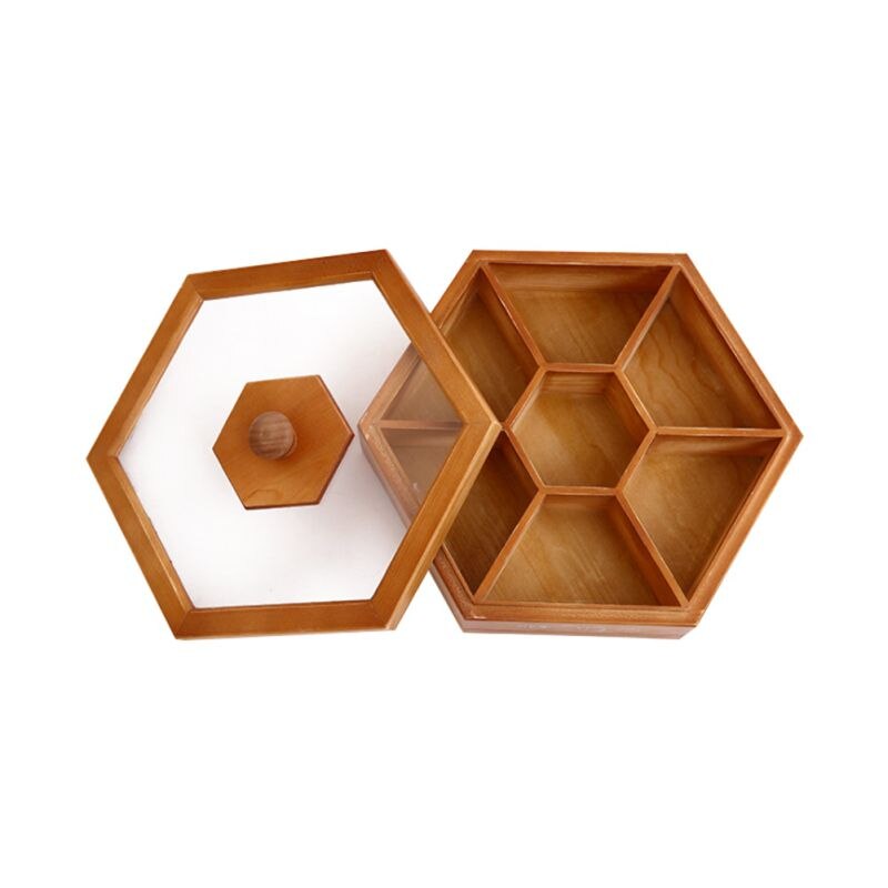 Wooden Candy Box With Lid Snacks Holder Storage Dispenser Nut Dried Fruit Server Display Plate Tray For Home Party Wedding Decor: WD1482A6