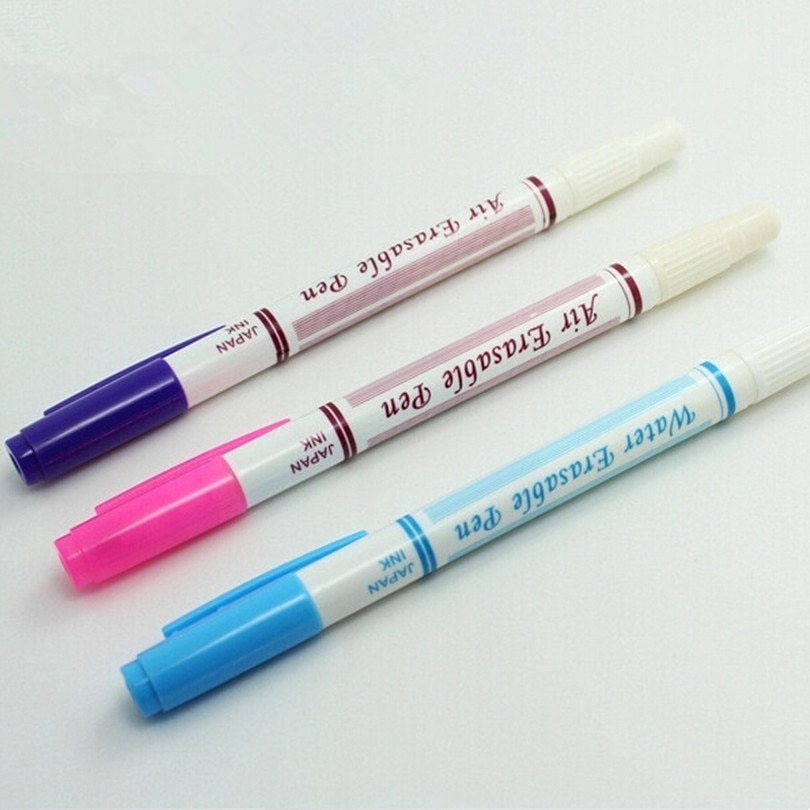 3pcs/lot Blue Purple Pink Air / Water Erasable Pen Fabric Marker Auto-Vanishing Pen AA7222