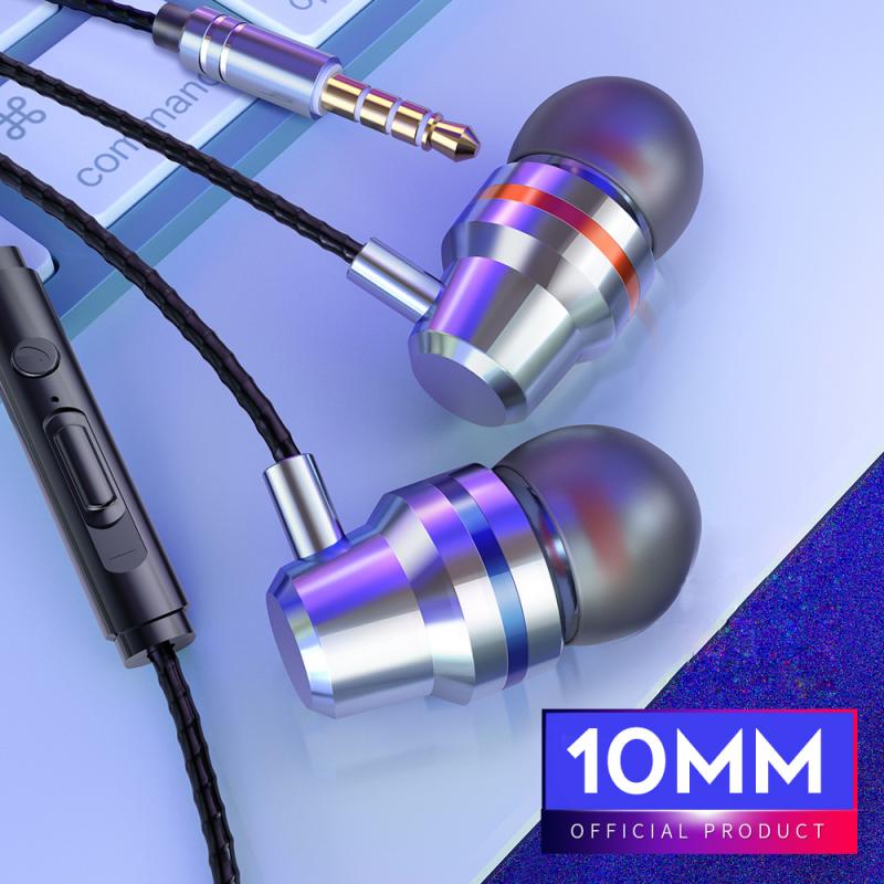 2020 przewodowe słuchawki podwójny rura stereofoniczny wgłębienie metalowe słuchawki robić gier pleciony drut wielobarwność muzyka słuchawki dla Xiaomi dla Huawei: Metal srebro