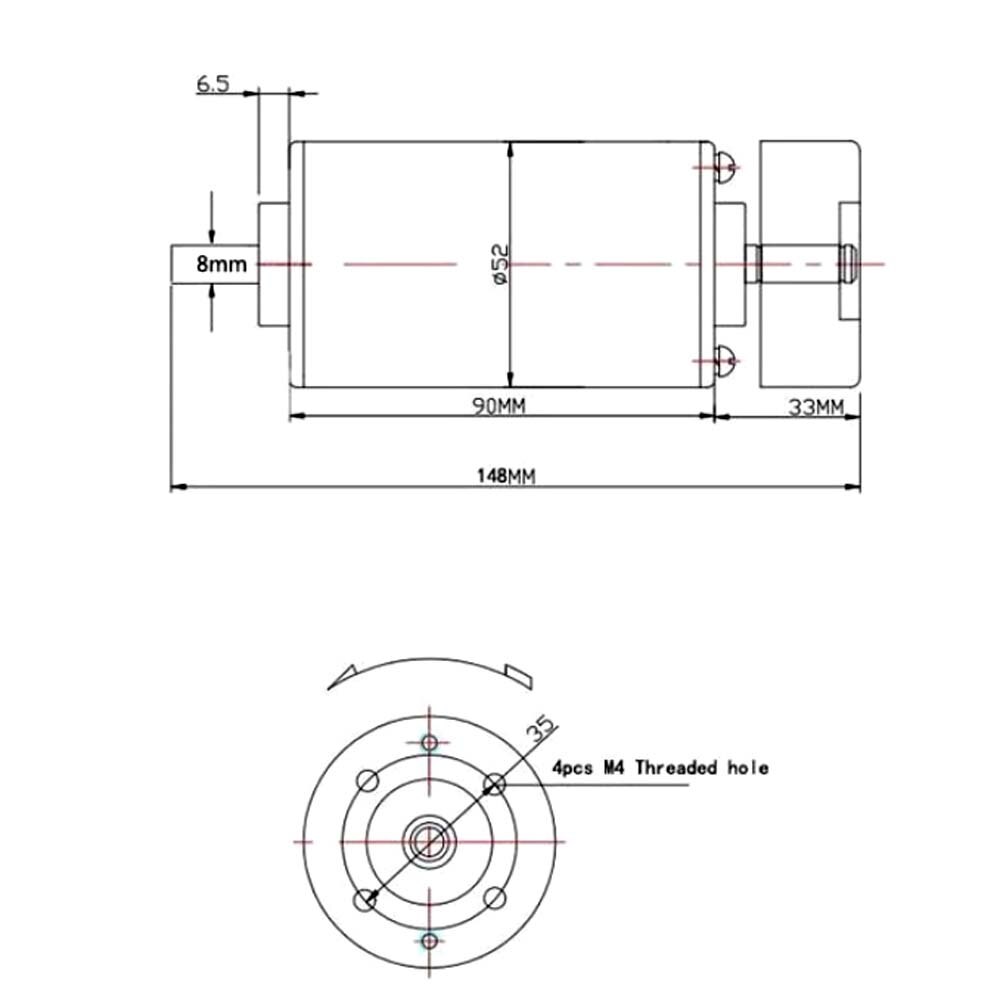 300W luchtgekoelde spindel motor 0.3KW dc motor CNC graveermachine DC12V-48V hoog koppel dc motor