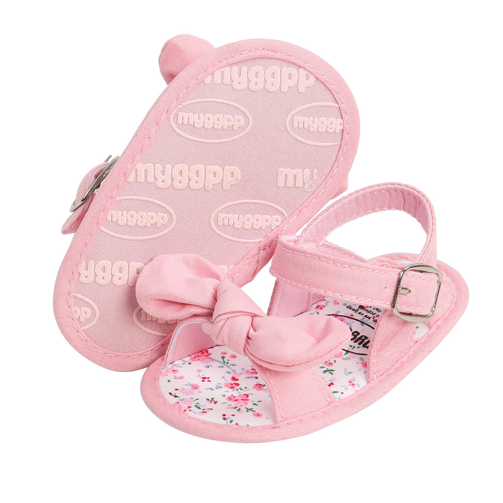 Sommer Infant Anti-slip Flache Schuhe Einfarbig Bownot Weiche Sohle Sandalen für Baby Mädchen