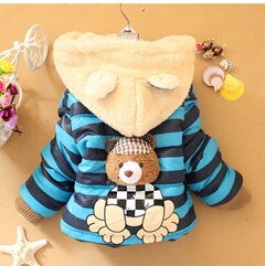 Nuovi Ragazzi Bambino di Inverno Del Rivestimento Del Fumetto Orso casual Con Cappuccio Per Bambini Outwear Cotone Spesso Mantenere Caldo Ragazzi Capretti del Cappotto Dei Vestiti: JK011-Blue / 3T