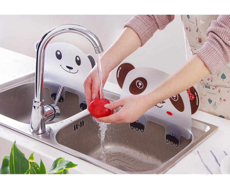 1PC śliczne panda z przyssawkami wody pluśnięcie wody nieprzepuszczalna przegroda ekran umywalka umywalka stojak akcesoria kuchenne gadżety narzędzie