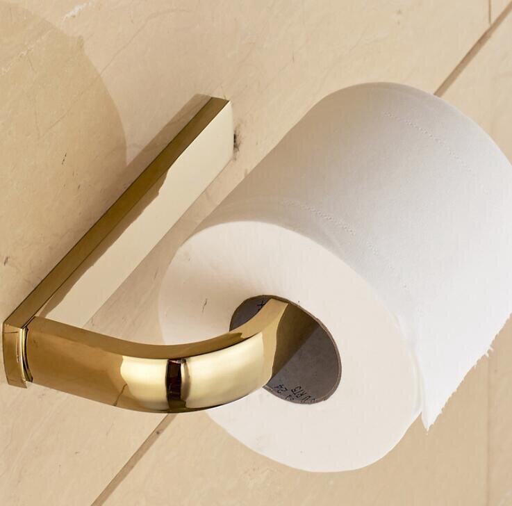 Badeværelse toiletpapirholder antik bronze toiletrulleholder vægmonteret kobbervævsrullebøjle el0286: Guld