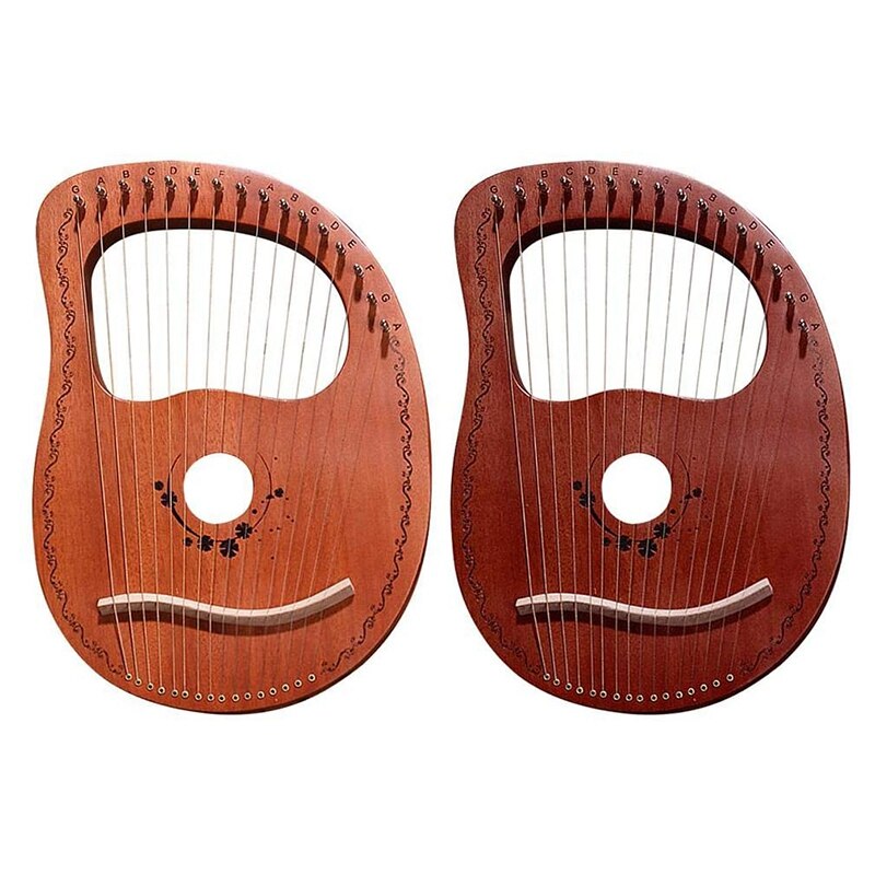 Lyre harpe 16 -strengs harpe bærbar lille harpe med slidstærke strenge musikinstrumenter stabil lydharpe, træfarve