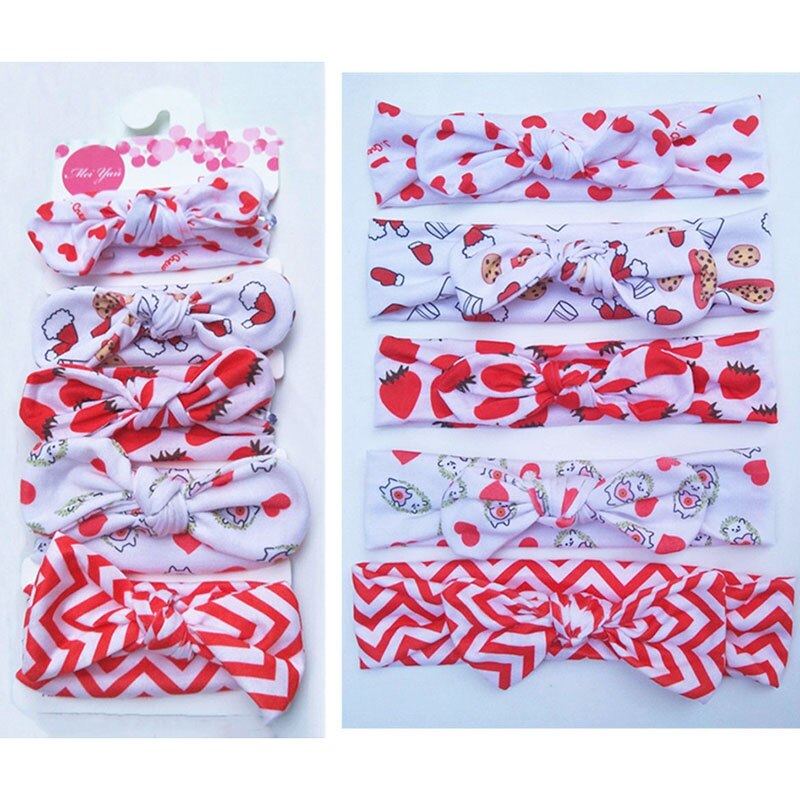 5 stuks/set schattige strikken baby hoofdband bloemenprint zachte baby meisjes hoofdbanden elastische haaraccessoires prinses baby haarband tulband: 1