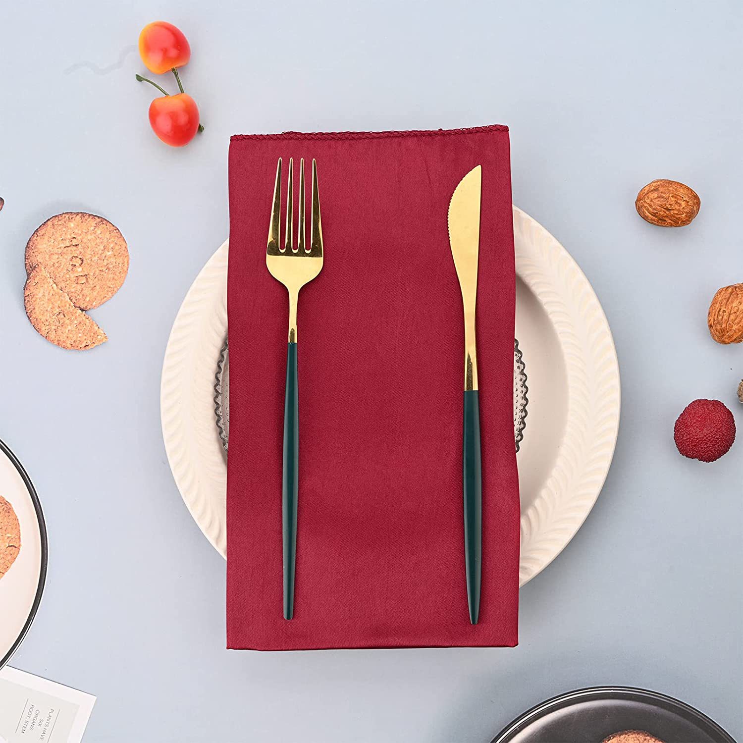 50pcs Satin Napkins Soft Dinner Napkins 43*43cm Square Table Napkins for Restaurant Weddings Party Dinner Decoration: Navy Blue