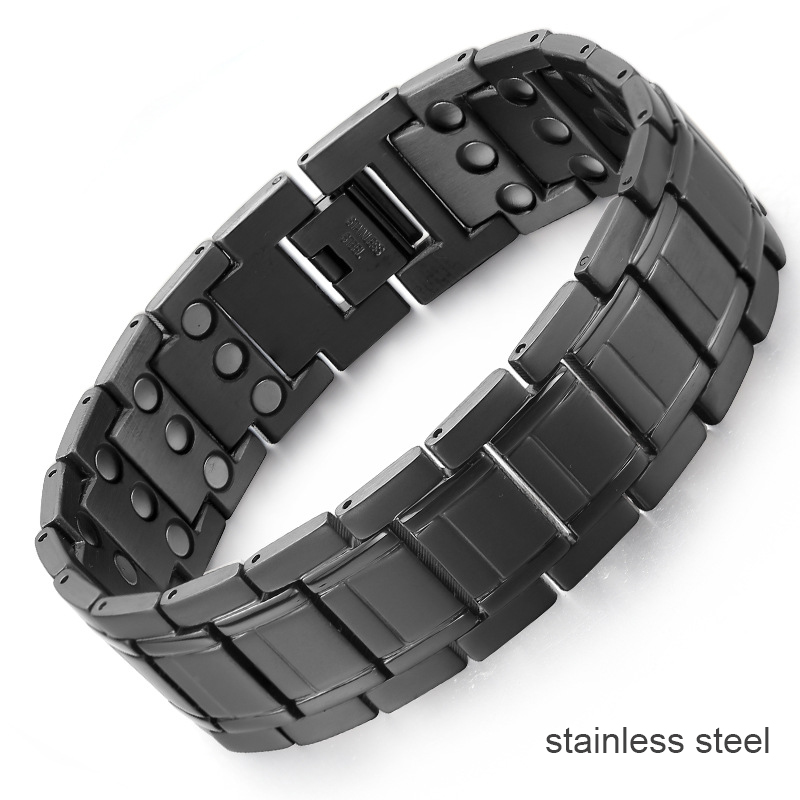 3x Sterkte Koperen Armbanden Voor Mannen Puur Koperen Magnetische Armband Met 3 Rij Neodymium Magneten Verstelbare Lengte Voor Mannen: Black Gun Plated