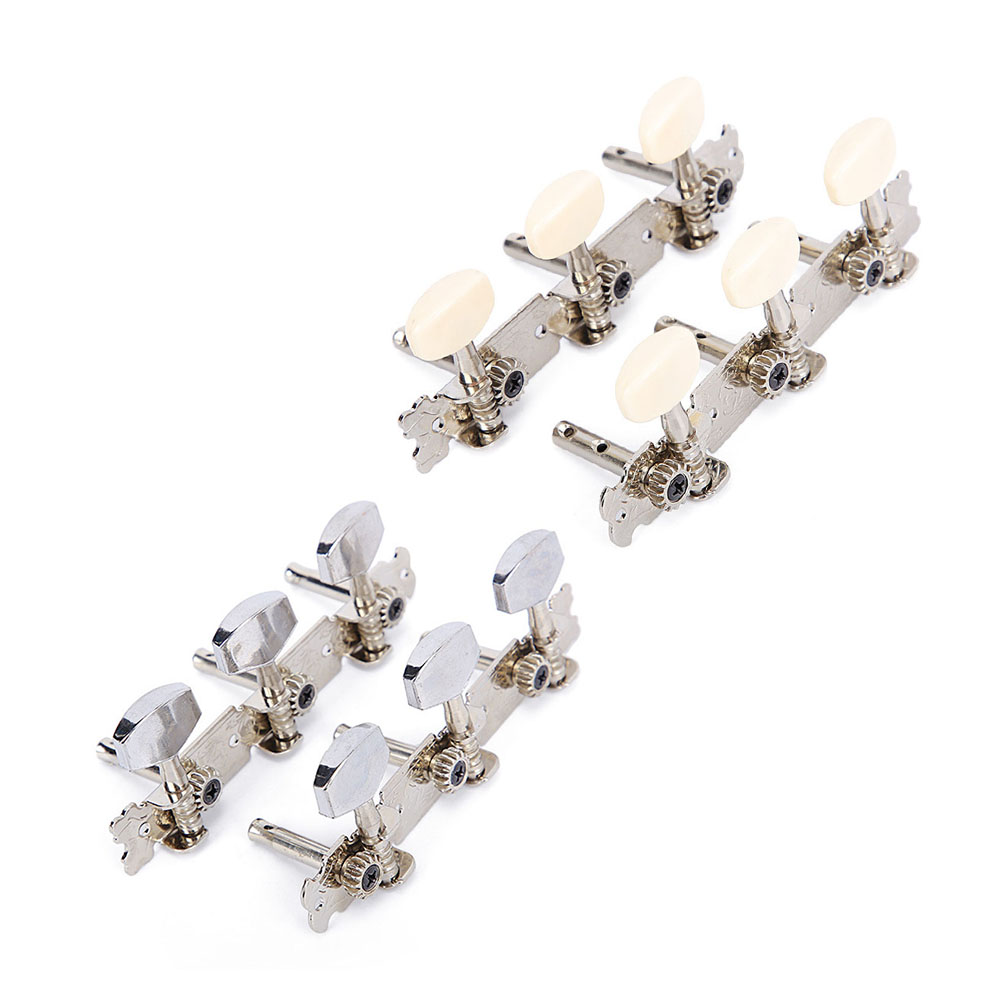 JEString Tuning Pegs Tuners for Acoustic, Folk JEMachine Heads, Chrome Part, 3R + 3L, Replacement Parts, 6Pcs