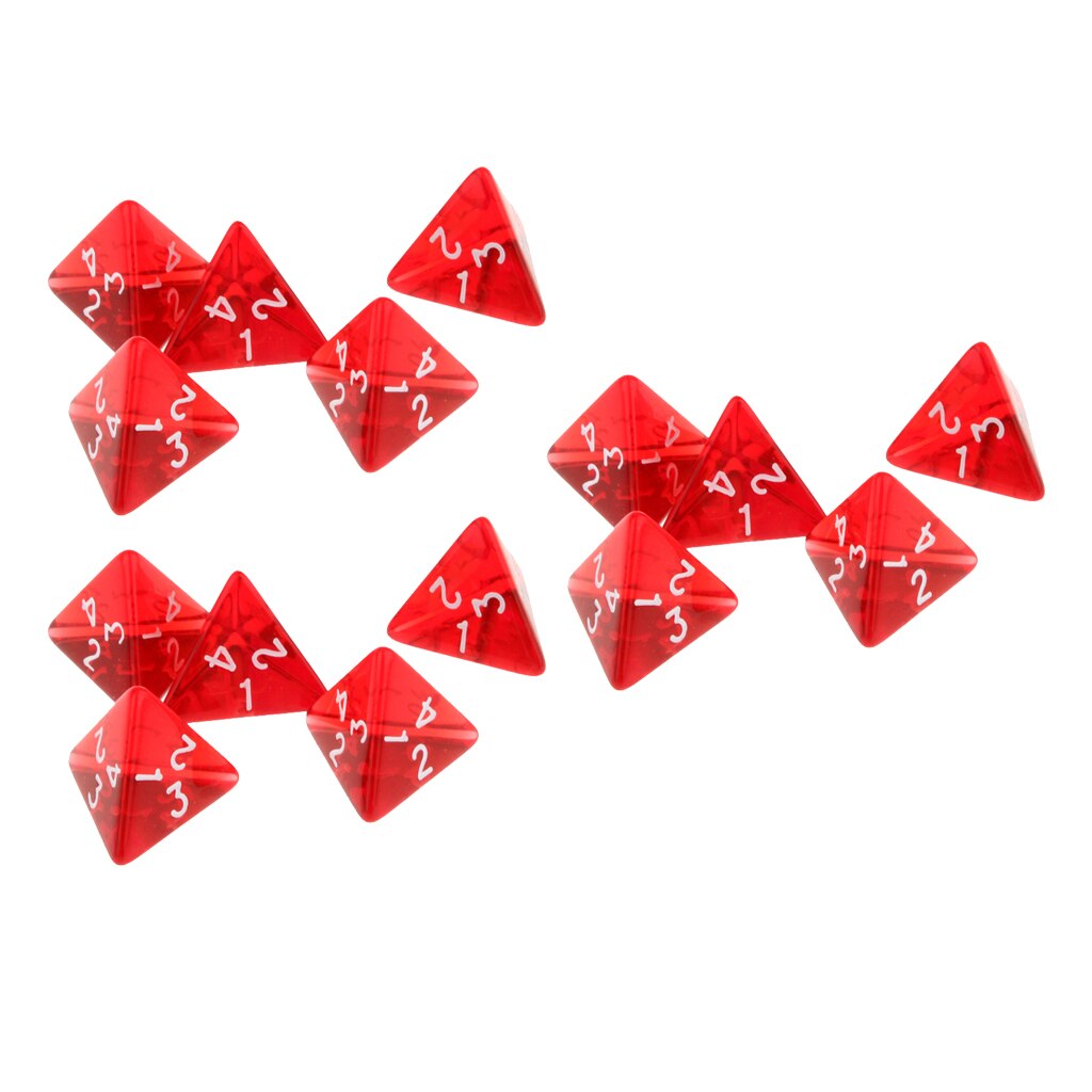 15 teil/paket Rote Würfel Set D4 Vier-Seitige Edelstein Würfel 2cm 4-Sterben RPG Würfel Würfel Player accs