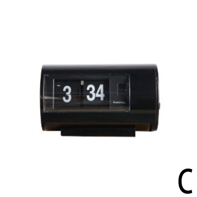 Digital Retro Table Alarm Clock Auto Flip Desk Clock Format PM 12 Page Display Turning Timepiece Hours Desk AM/ Clock Flip W8D8: black