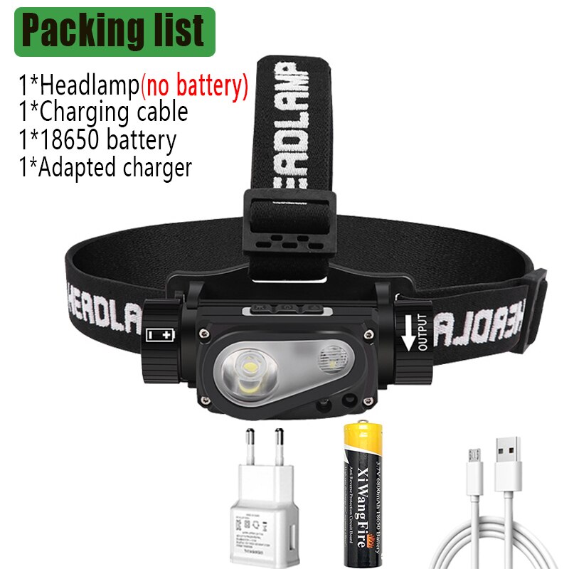 XHP50 LED Scheinwerfer Sensor Scheinwerfer Taschenlampe 18650 USB Aufladbare draussen Kopf Lampe Taschenlampe 10 Beleuchtung Modi Arbeit Licht: package C