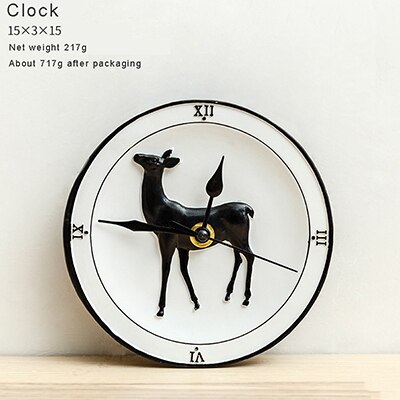 Creatieve hars decoratieve plaat woonkamer slaapkamer gang muur opknoping elanden schilderen decoratieve boord ambachten ornamenten-60140: clock