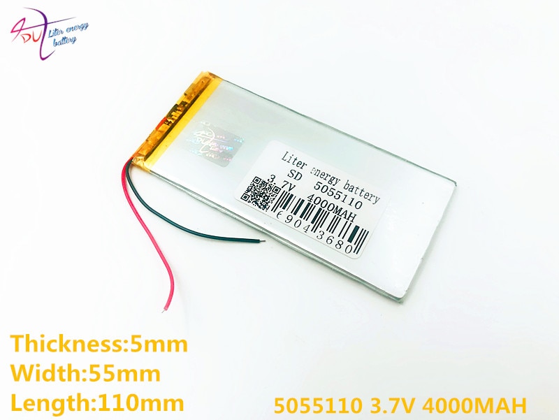3.7V 4000mAh Ai Polimeri di Litio energia 5055110 0555110 Litro Li-Po celle Della Batteria Ricaricabile agli ioni di li Per MP5 GPS mobile bluetooth