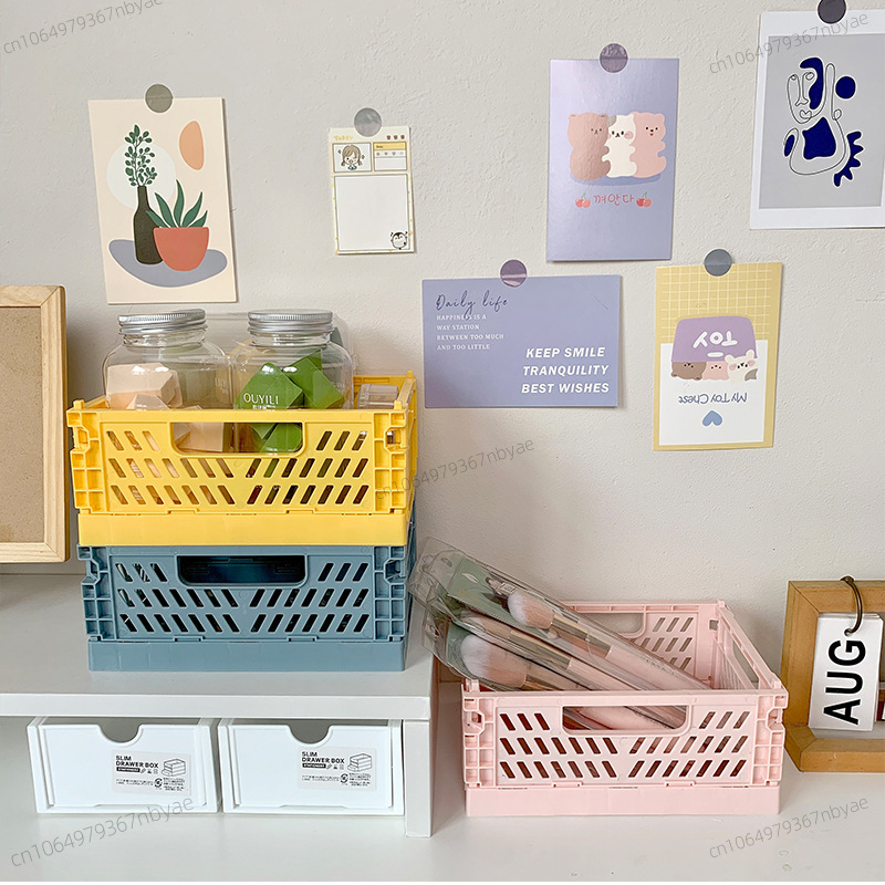 Faltbare Aufbewahrungskiste aus Kunststoff, zusammenklappbarer Boxkorb, stapelbar, niedlicher machen-hoch-Schmuck, Spielzeugboxen für Aufbewahrungsbox, Organizer, tragbar
