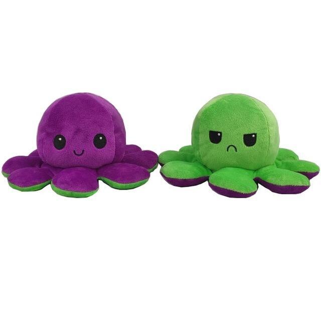 Flip two-sided Octopus Plush Stuffed Doll Toy Different Sides To Show Different Moods Soft Simulation Octopus Plush Toy For Kids: 09