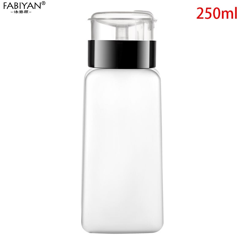 1Pc 250ml Nail Art Empty Plastic Bottle Polish Remover Alcohol Press Pumping Dispenser Nail Art UV Gel Cleaning Manicure Tool: Square black