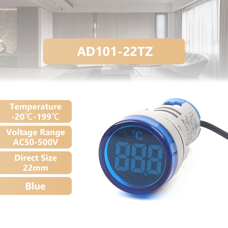 Termómetro Digital LED cuadrado redondo, luces de señal, medidor de temperatura, Sensor Detector, 20-199 Celsius, 50-500V CA, 22mm: Verde