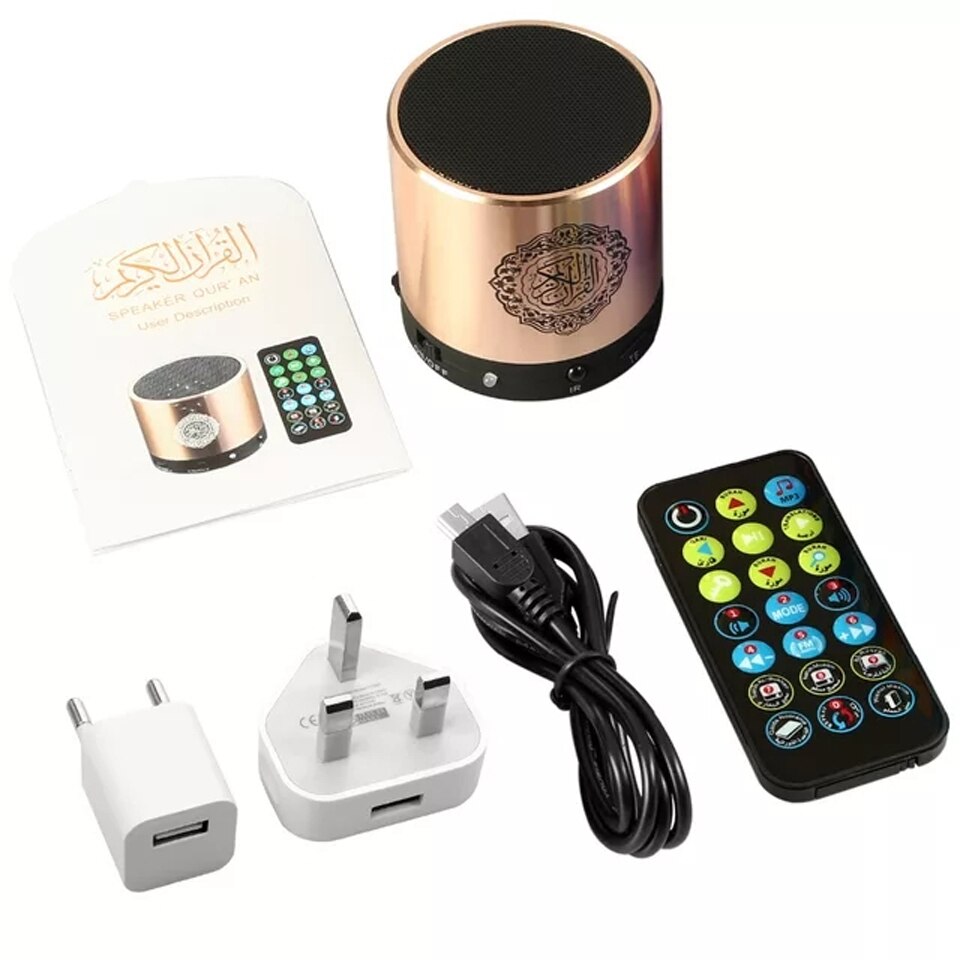 EQUANTU Digitale Koran Speaker 8GB FM Radio met Afstandsbediening 30 Voordragers en 15 Vertalingen Beschikbaar Koran Speler