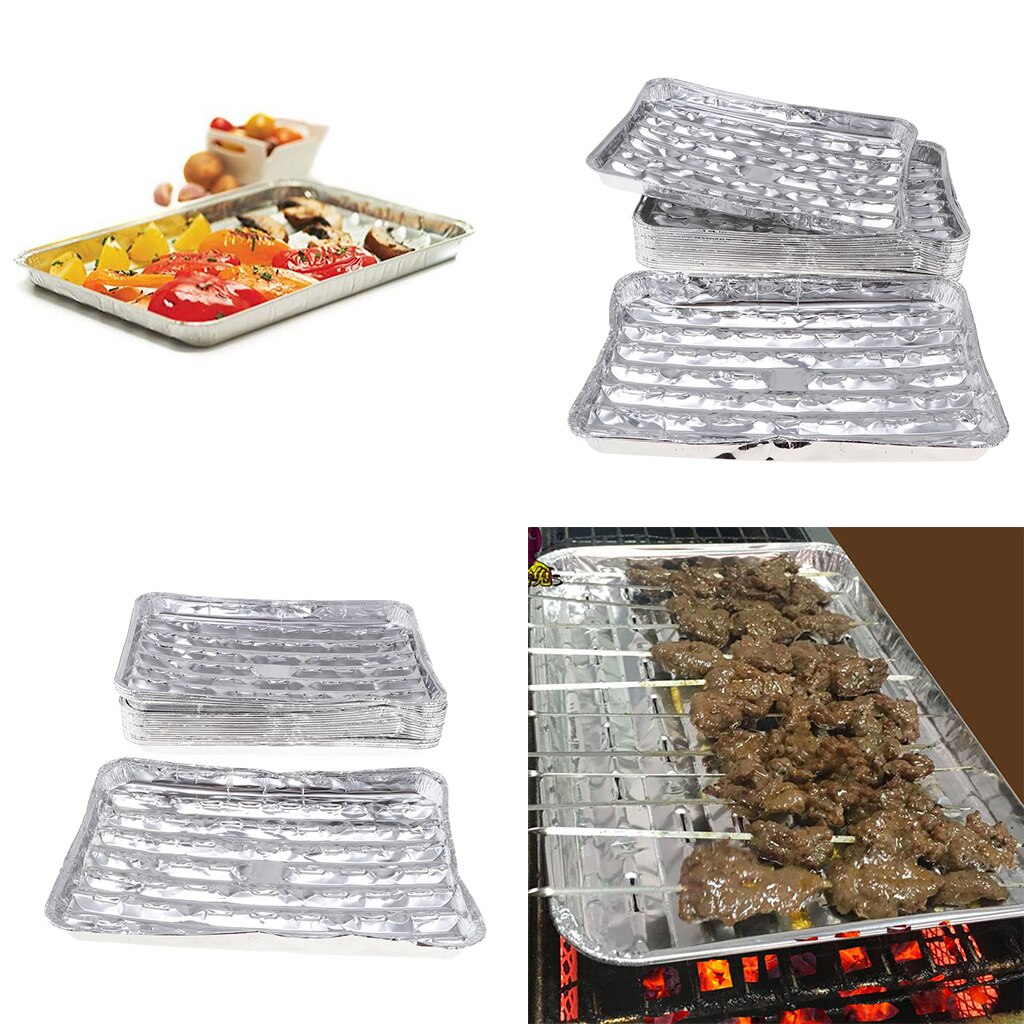 40 Stks/set Wegwerp Aluminiumfolie Pannen Barbecue Grillen Trays Bakken Plaat