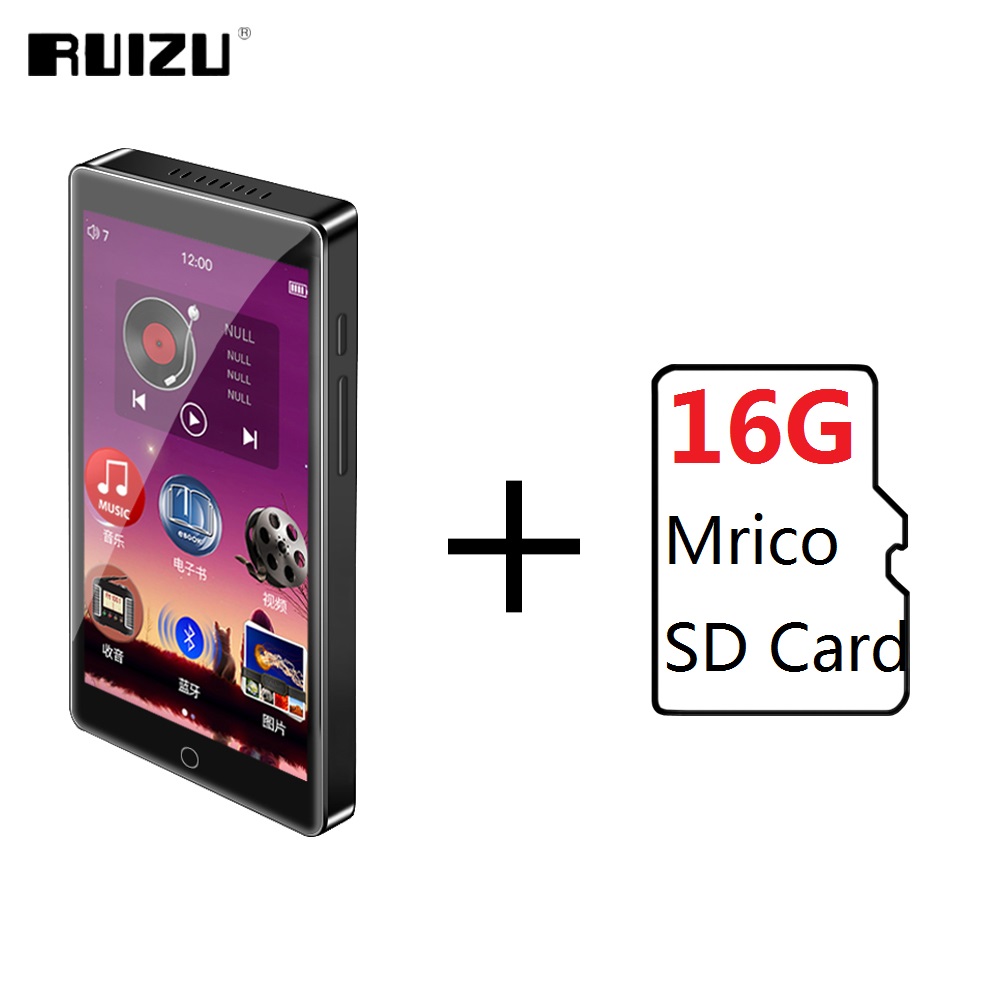 RUIZU H1 Bluetooth MP3 Player Portable Music Player Full Touch Screen MP3 MP4 Player With Speaker FM Radio Recording Video Ebook: With 16G TF Card
