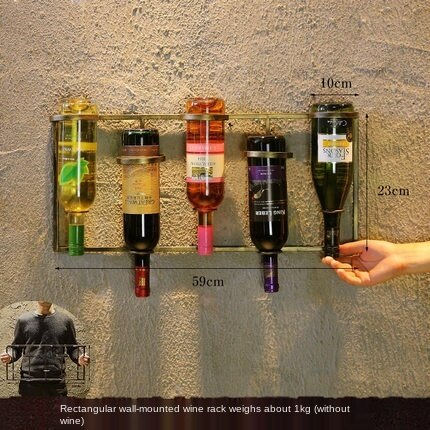 American Iron Bar Wall Minimalist Decor Hanging Wine Cabinet Bar Wall-mounted WineStand Glassholder Floating Shelf