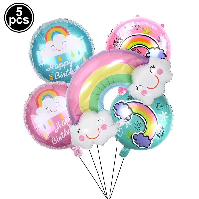 5pcs Rainbow Smile Sun Cloud Foil Balloons Unicorn Party Helium Ballons Baby Shower Decoration Kids Birthday Parti Supplies: 2