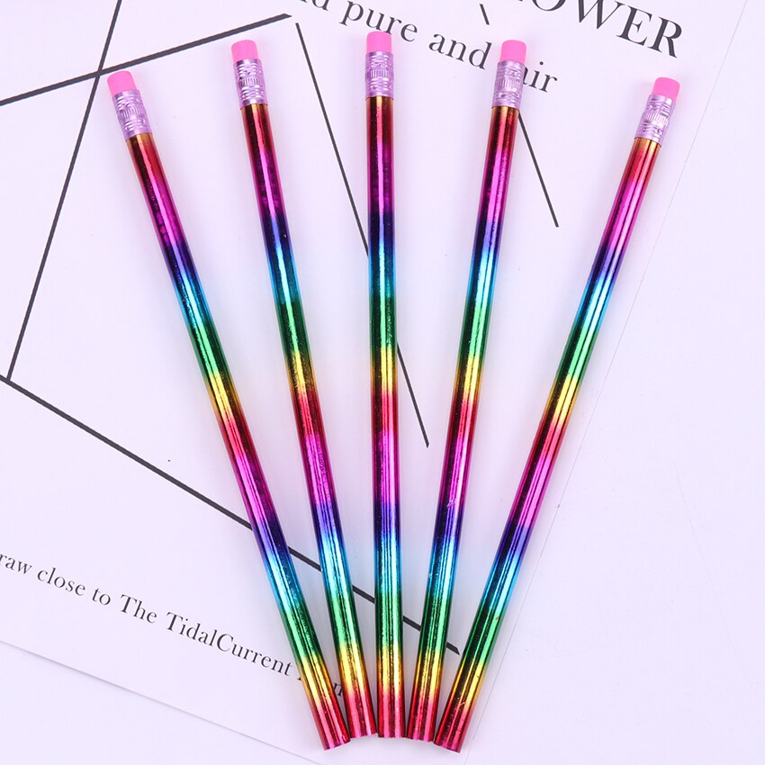 12PCS DIY Pencil HB Rainbow Pencil Wooden Pencil Stationery Items Drawing Supplies Cute Pencils School Office Stationery
