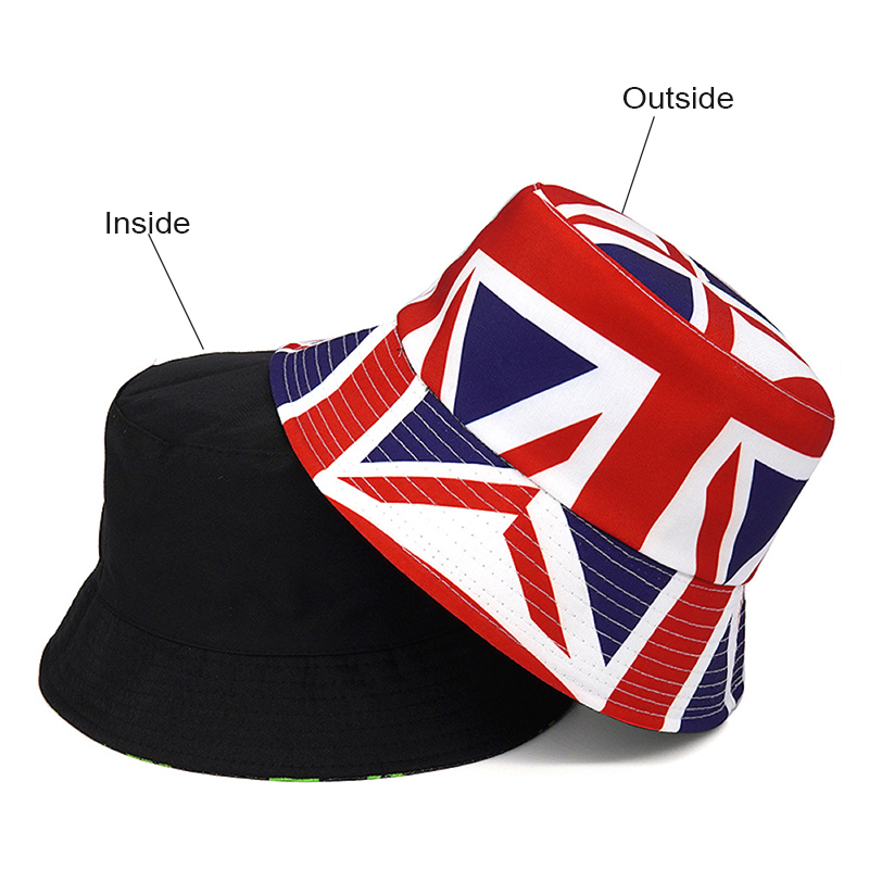 Bocca balde chapéu bandeira britânica impressão dupla lateral chapéus inglaterra bandeira reversível boné unisex dobrável algodão moda alta qualidade