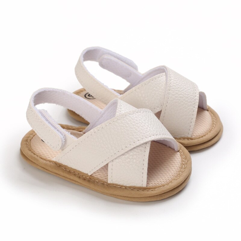 Roma-sandalen für babys (jungen und mädchen) mit kreuzmuster, weicher sohle, Ideal für sommer, Strand und freizeit, erste lauflernschuhe für babys ab 0-18 monaten: Weiß / 0-6 monate