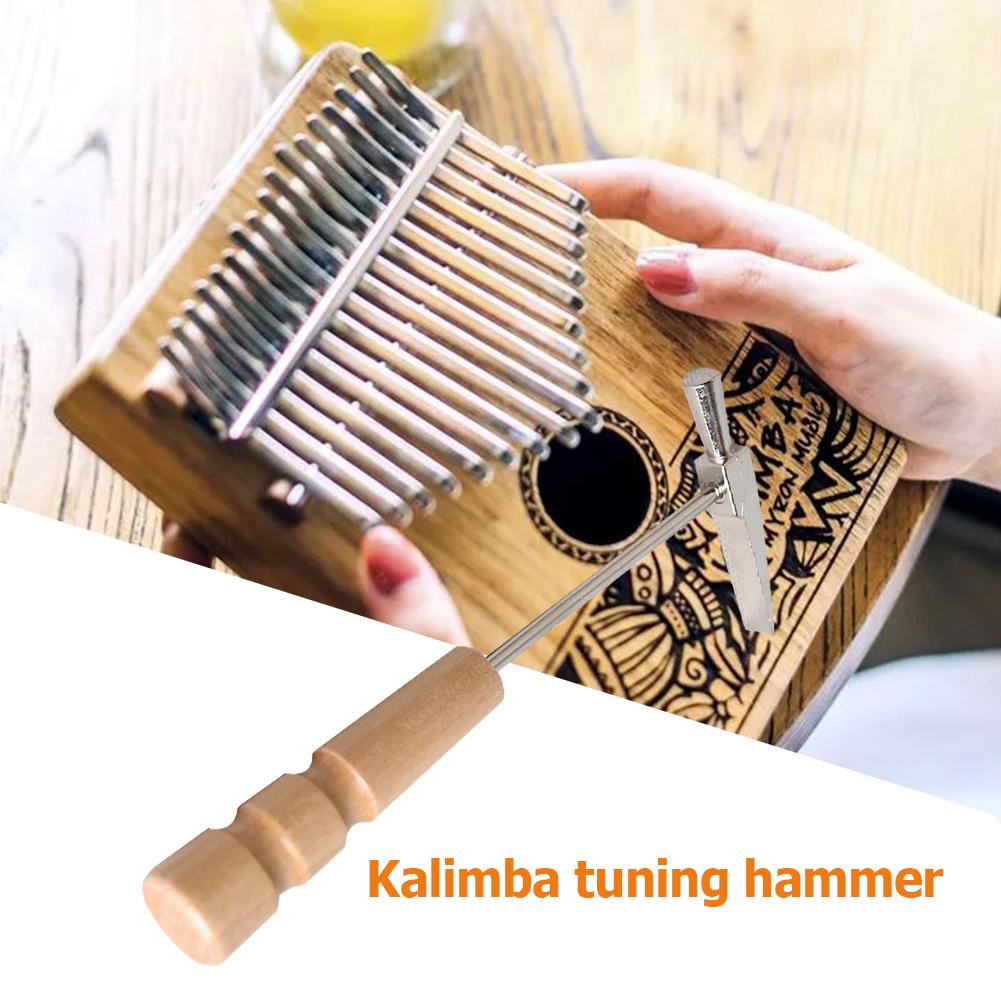 145x60x20mm Durable Kalimba Tuning Hammer Holzgriff Metall Tragbare Tuning Hammer für Alle Größe Daumen klavier Silber Gelb