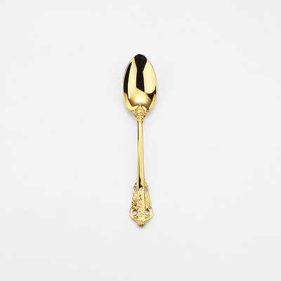 Juego de cubiertos dorados, cuchillo, tenedor, cuchara de acero inoxidable 18/10, tenedores, cuchillos, cucharas, juego de vajilla de cocina: gold tea spoon