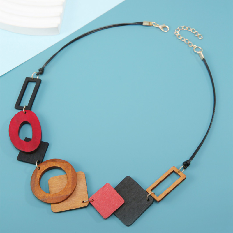 Collar con pechera llamativa para mujer, collares de madera geométricos Vintage, colgantes, decoración para el cuello, nuevos de joyería de: Color oro puro