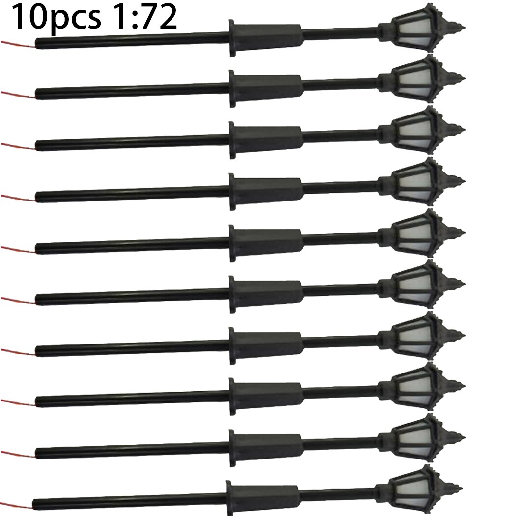 10 X 1:72 Steel White Model Railway Train Lamp Post 00 Gauge Plastic Street Lights 3V LED