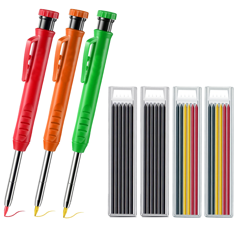 Solide timmermanspotloodset Houtbewerkingsgereedschap Vulpotloodset Constructie Timmerman Marker Multi-box Navulstiften Kraspen: Goud