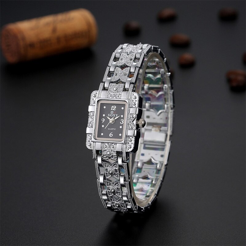 Soxy luxe merkhorloge zilveren armband quartzhorloge dameshorloges dameshorloge lady relogio feminino tme 0022
