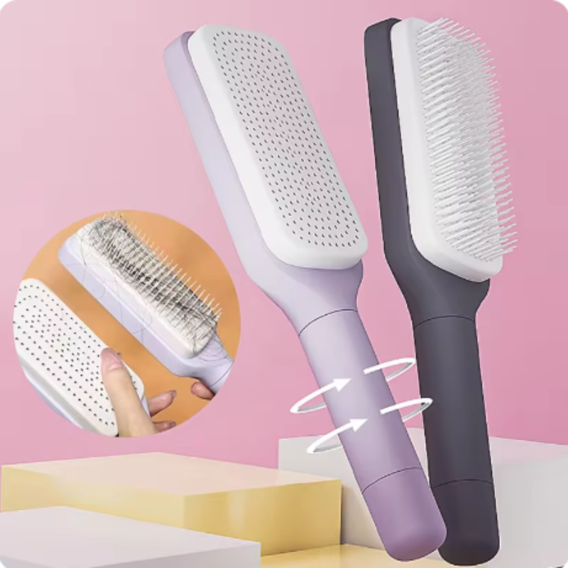 202419 -brosse à cheveux autonettoyante pour femmes, brosse à cheveux, nettoyage à une touche, perte de cheveux, Airbag, peigne de Massage du cuir chevelu, brosse à cheveux antistatique