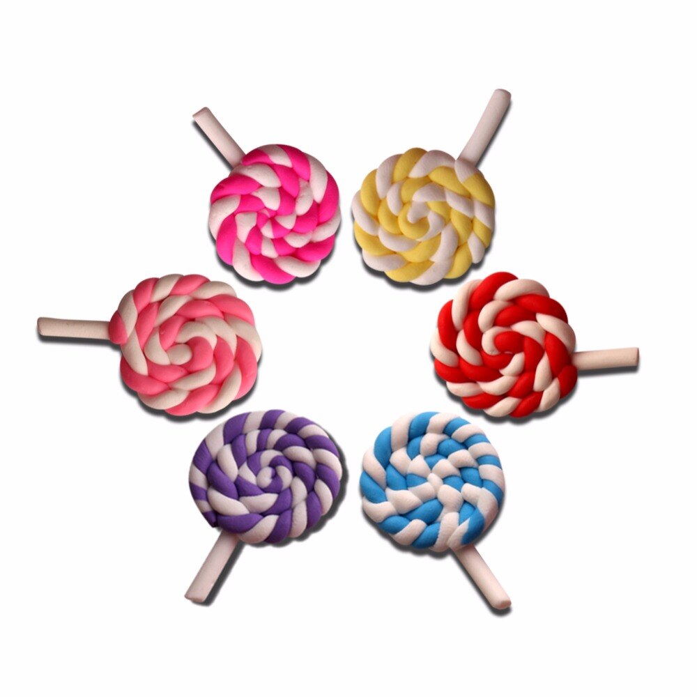 12 stks Kleurrijke Klei Lolly Decoratie Ambachten Kawaii Plaksteen Cabochon Versieringen Voor Scrapbooking DIY Accessoires Knoppen