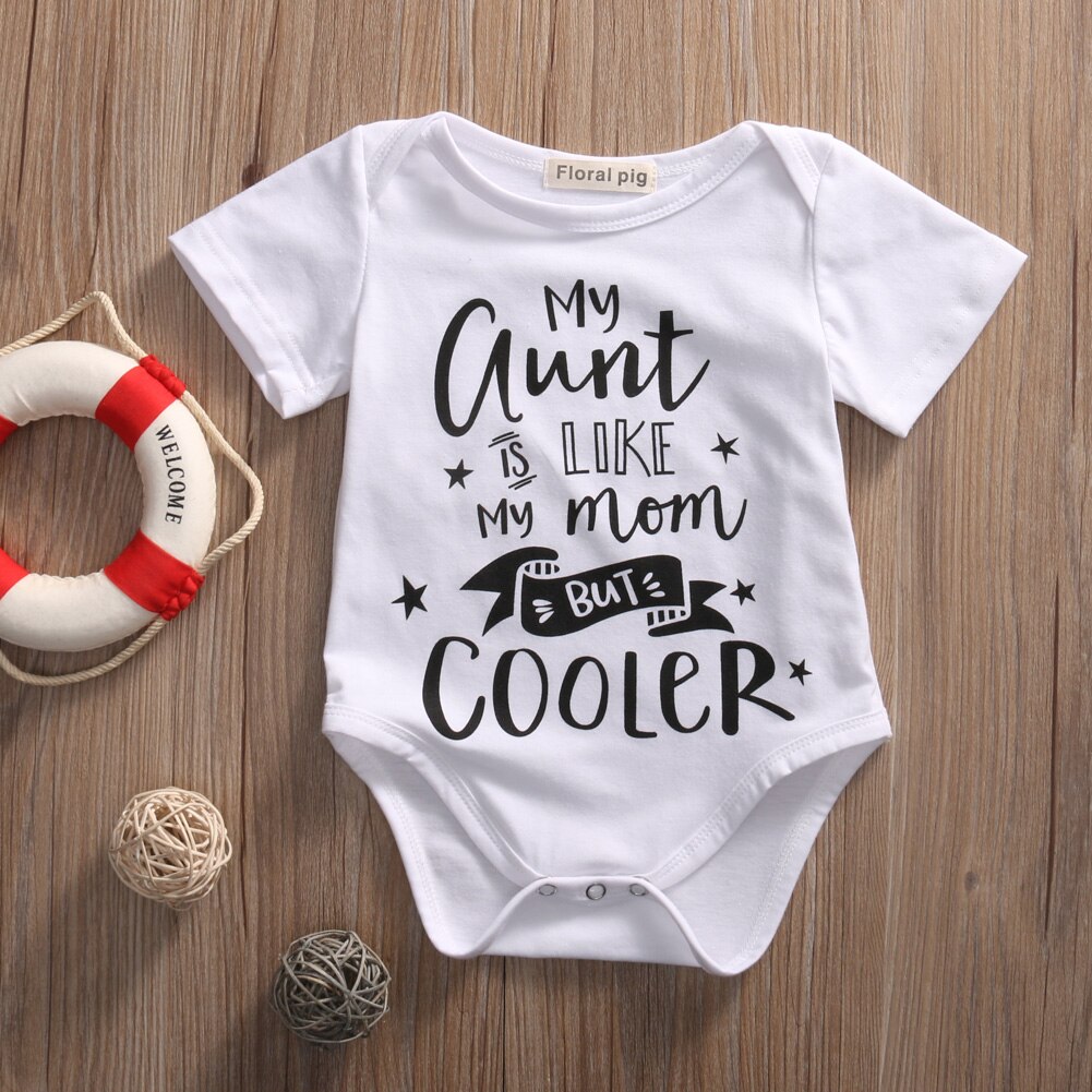 Cute Summer Newborn Infant Baby Boy Girl my aunt Romper Jumpsuit Outfit Clothes Set