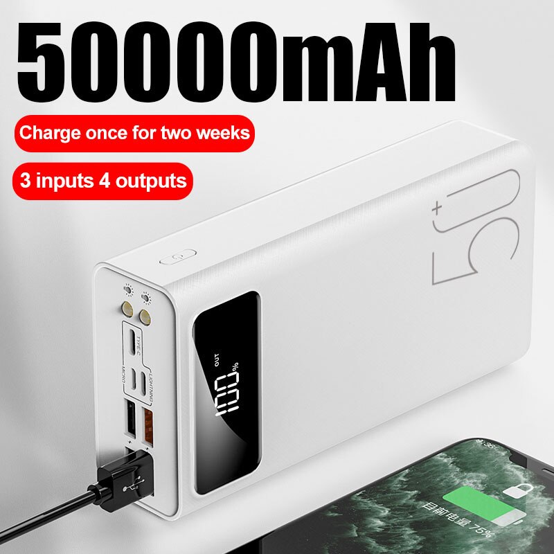 Energie Bank 50000mah Externe Batterie 2 USB QC Schnelle Ladung Powerbanks LED-anzeige Tragbare Telefon Ladegerät Für Xiaomi