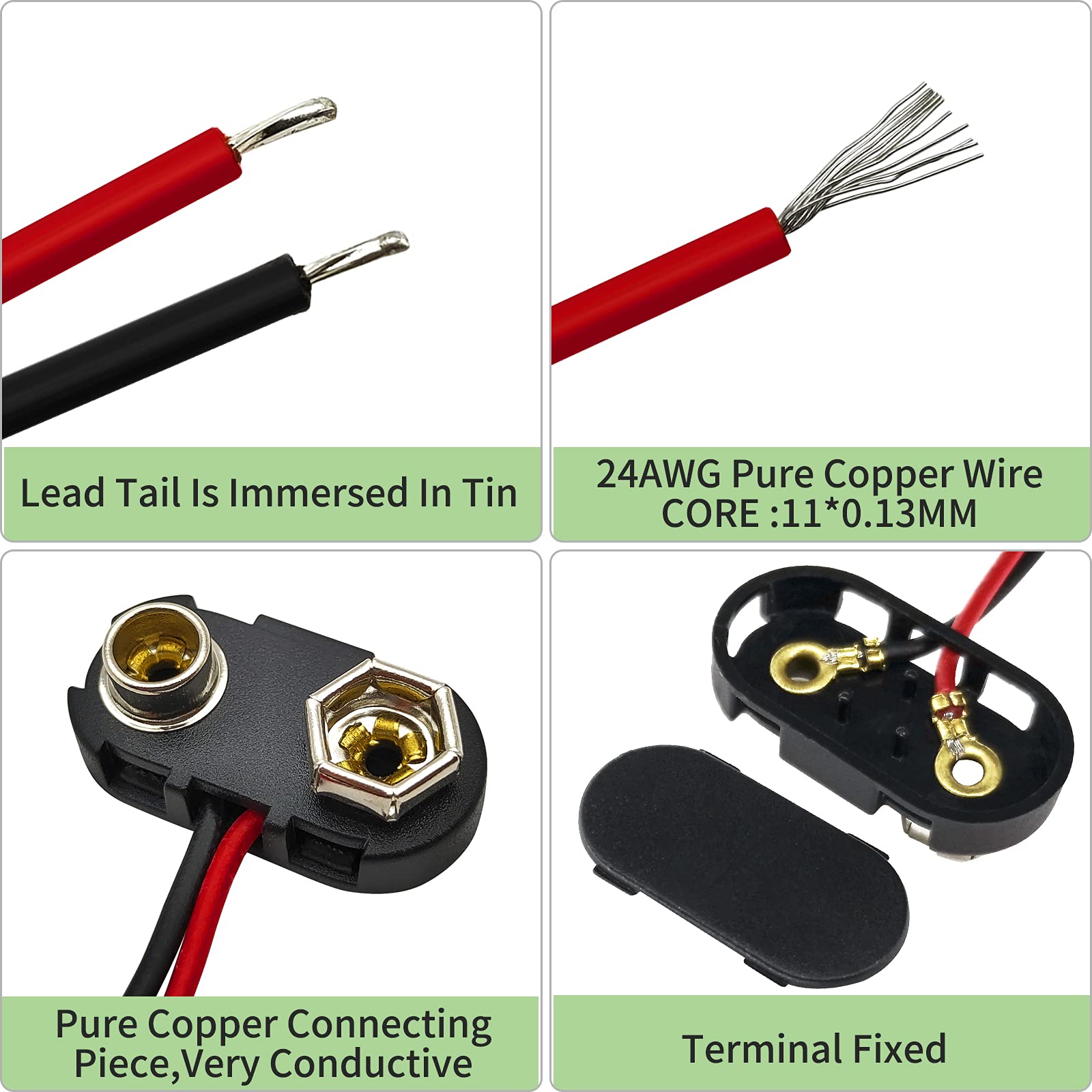 Connecteur de batterie 9V, 10 pièces, Type T, Type I, connecteur à boucle 9 volts, coque en plastique dur, câble d'alimentation de batterie, Clip de prise de cordon