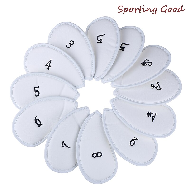 Head Covers Protector Games Sets Accessories Iron Club PU 12pcs/set Golf Exquisite: white