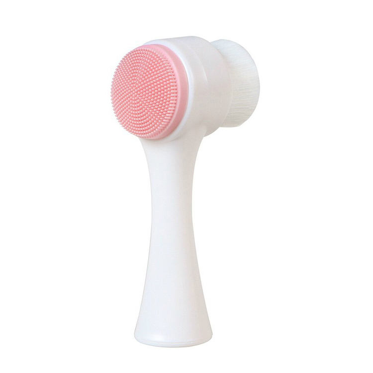 Brosse de nettoyage du visage Double Silicone 3D, Massage manuel, brosse pour le visage, exfoliant à poils souples, brosse de lavage du visage Double face: WHITE