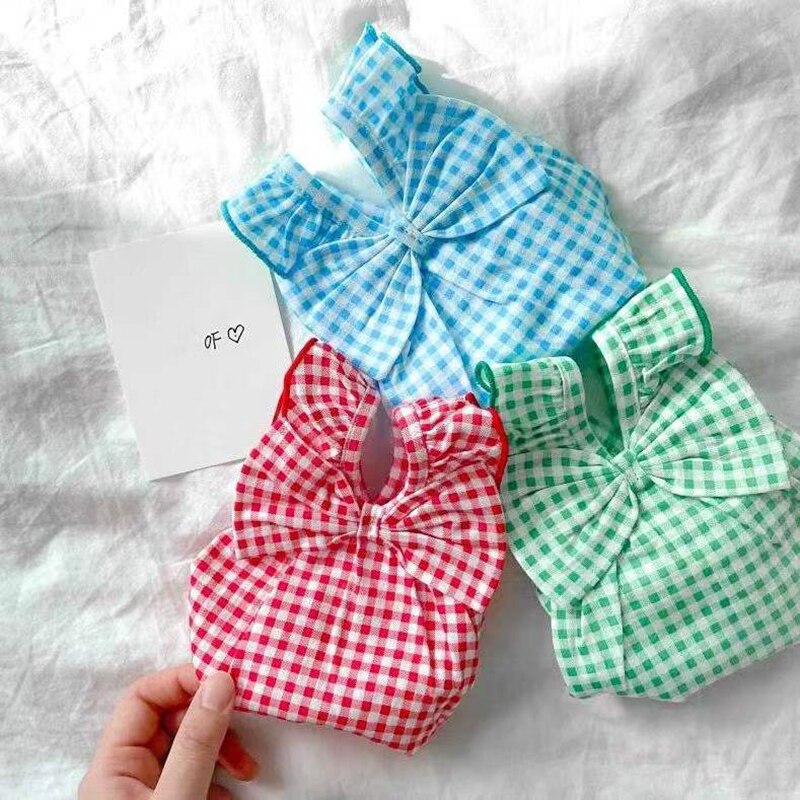 Bowknot sukienka dla psa eleganckie lato ubrania dla zwierząt szczeniak Kot spódnice w kratę chihuahua dziewczyna odzież dla psów pudel Shih tzu maltańnarty odzież