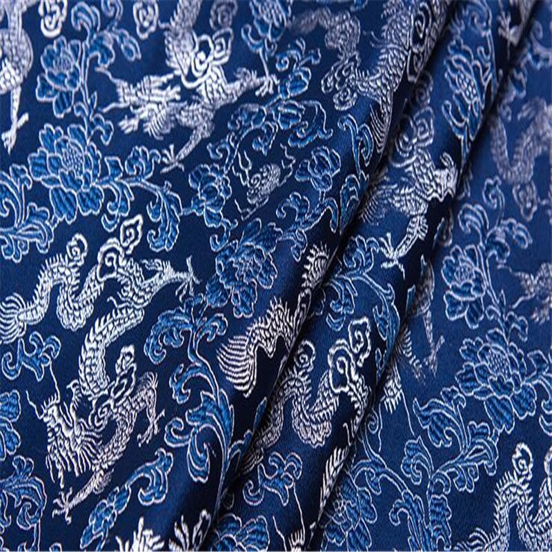 Brokade polyester stof små drager klassisk mønster bedste jacquard stof til kinesisk cheongsam: 3 blå