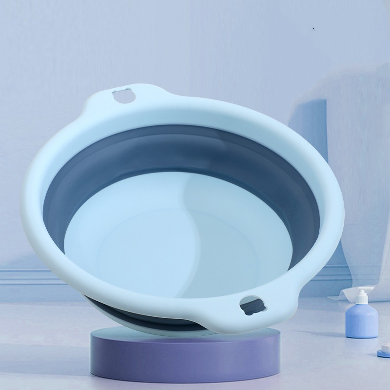 Portable Foldable Laundry Basin Plastic Travel Folding Wash Basin Safe Durable Foldable Wash Basin Bathroom Household Supplies: Navy Blue